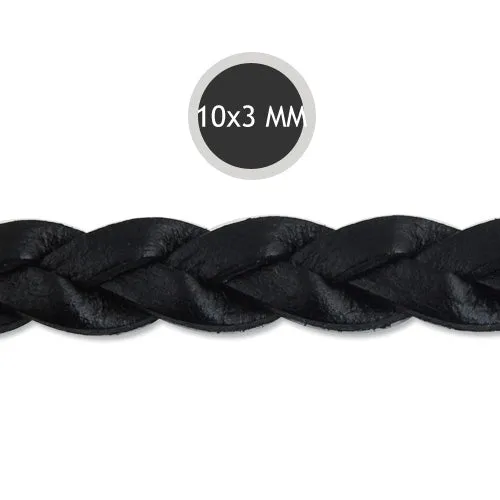 10*3mm Black Braided Leather Cord,Sold 10M/Roll