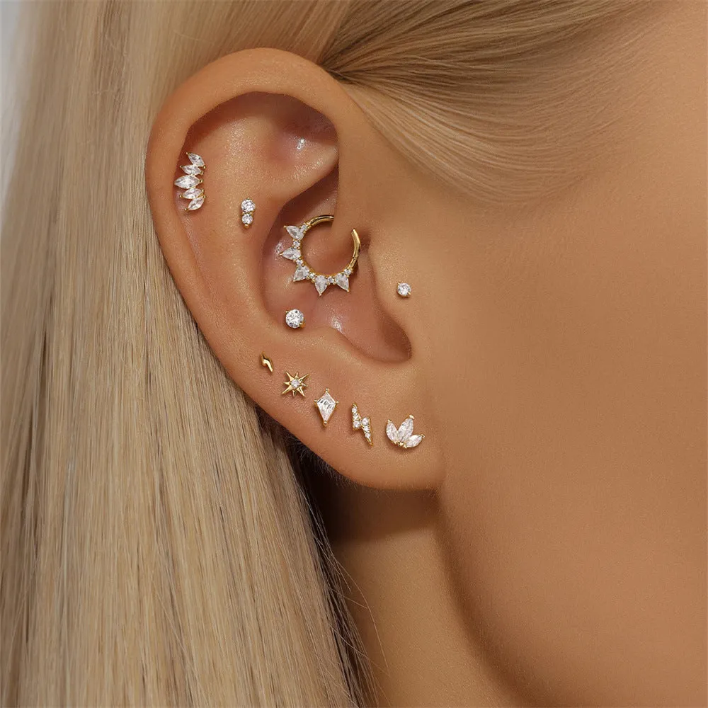 14k Gold Three Blade Flat Back Earrings