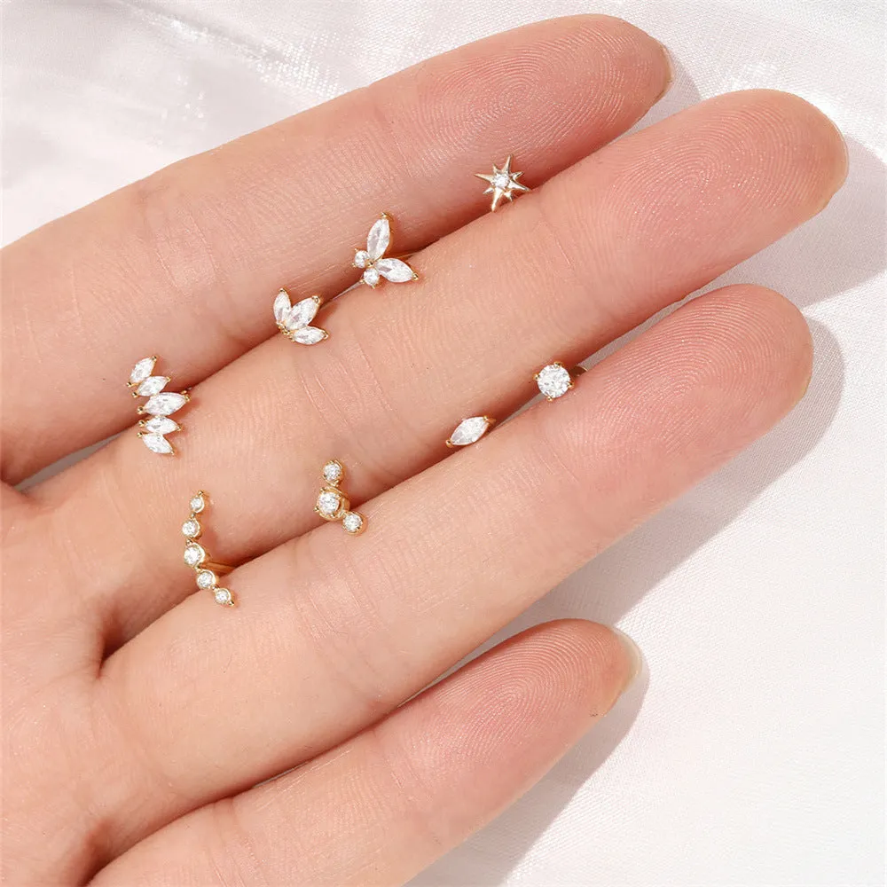 14k Gold Three Round Gold Flat Back Earrings
