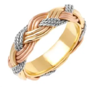 14K or 18K Tri-Color Gold Hand Braided Ring