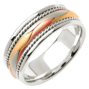 14K or 18K Tri-Color Gold Hand Braided Ring