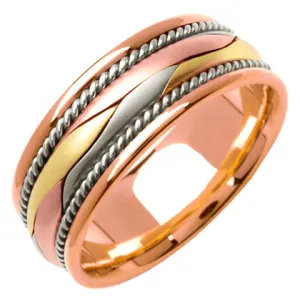 14K or 18K Tri-Color Gold Hand Braided Ring