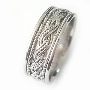 14K or 18K White Gold Hand Braided Ring