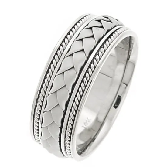 14K or 18K White Gold Hand Braided Ring