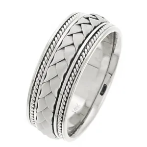14K or 18K White Gold Hand Braided Ring
