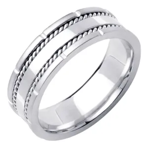 14K or 18K White Gold Hand Braided Ring