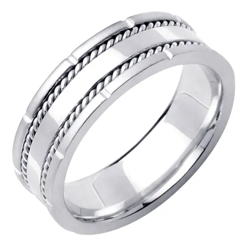 14K or 18K White Gold Hand Braided Ring