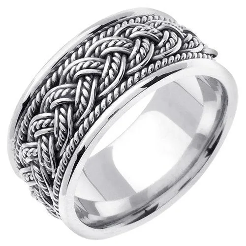 14k Silver/White Gold 7 Strands Hand Braided Ring Band