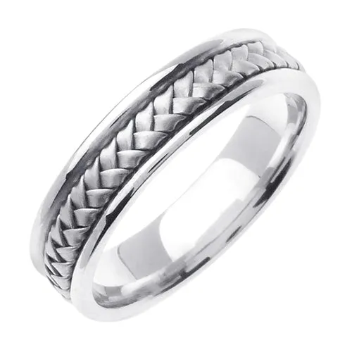 14K Titanium/Tricolor or Titanium/White Hand Braided Ring Band