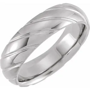 14K White 6 mm Grooved Band Size 11