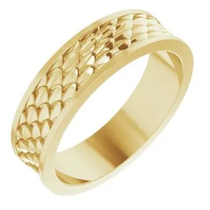 14K Yellow 6 mm Scale Patterned Band Size 10