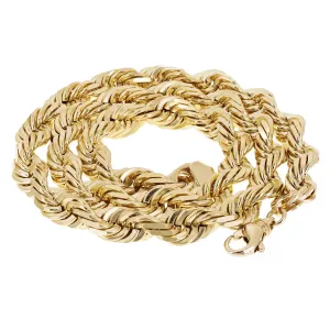 14k Yellow Gold Solid Heavy Diamond Cut Rope Chain Necklace 24" - 30" 12mm