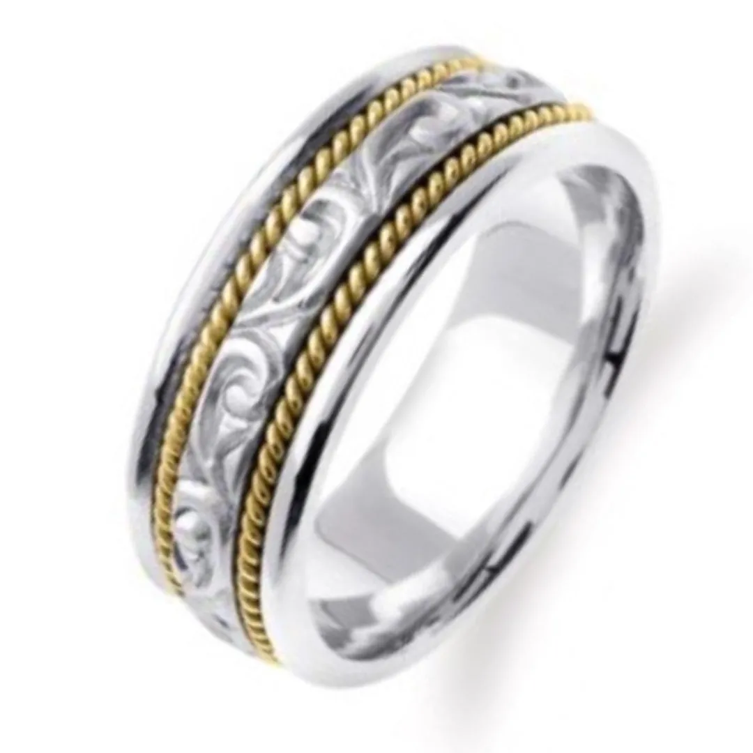 14K Yellow/White Celtic Design With Cord Braid