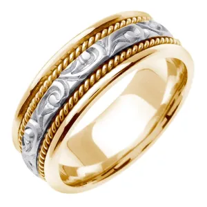 14K Yellow/White Celtic Design With Cord Braid