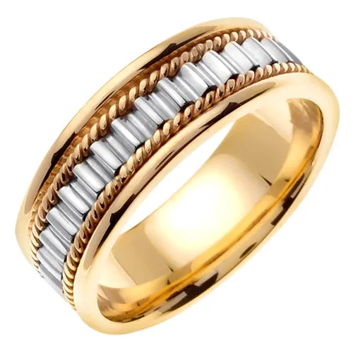 14k Yellow/White or Rose Gold Hand Braided Cord Ring Band