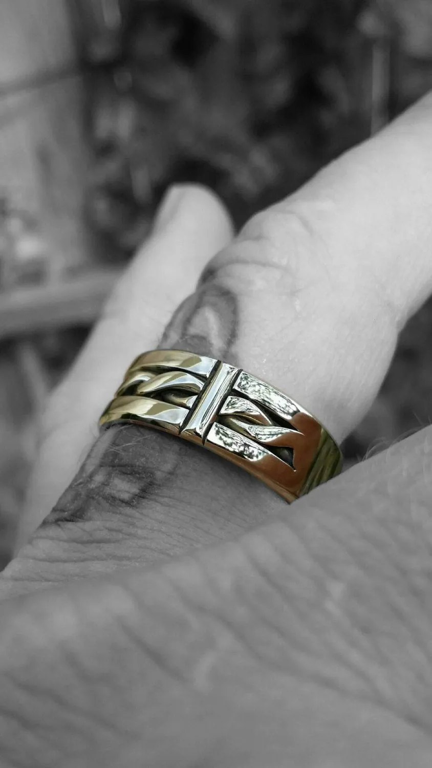 15 "BREGDAN 2" handmade braided ring, stainless steel curb chain ring (not casted) celtic rings braided rings for men