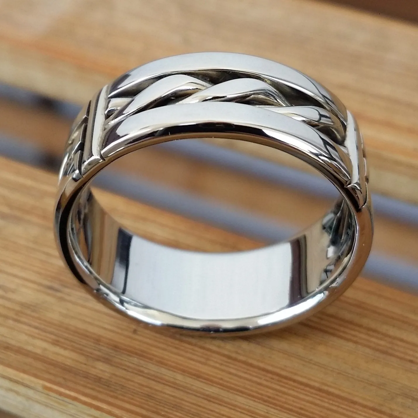 15 "BREGDAN 2" handmade braided ring, stainless steel curb chain ring (not casted) celtic rings braided rings for men