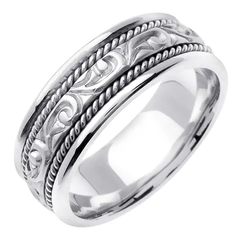 18K White or Yellow Celtic Design With Cord Braid