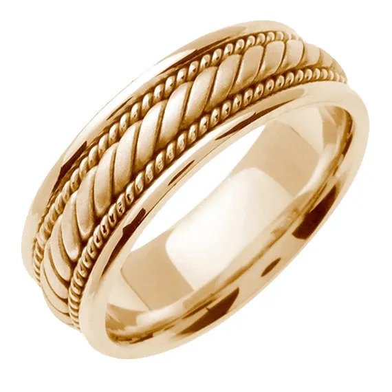 18K White or Yellow Hand Braided Cord Ring Band