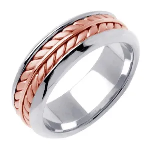18K White/Rose or White/Yellow Hand Braided Ring Band