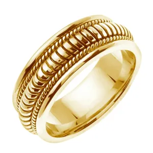 18K Yellow or White Hand Braided Cord Ring Band