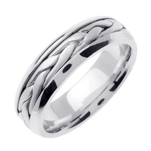 18K Yellow or White Hand Braided Cord Ring Band
