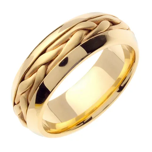18K Yellow or White Hand Braided Cord Ring Band