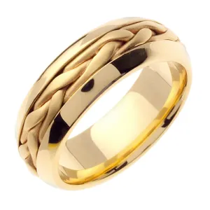 18K Yellow or White Hand Braided Cord Ring Band