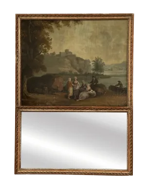 18th-19th Century French Trumeau Mirror, Manner of Vernet