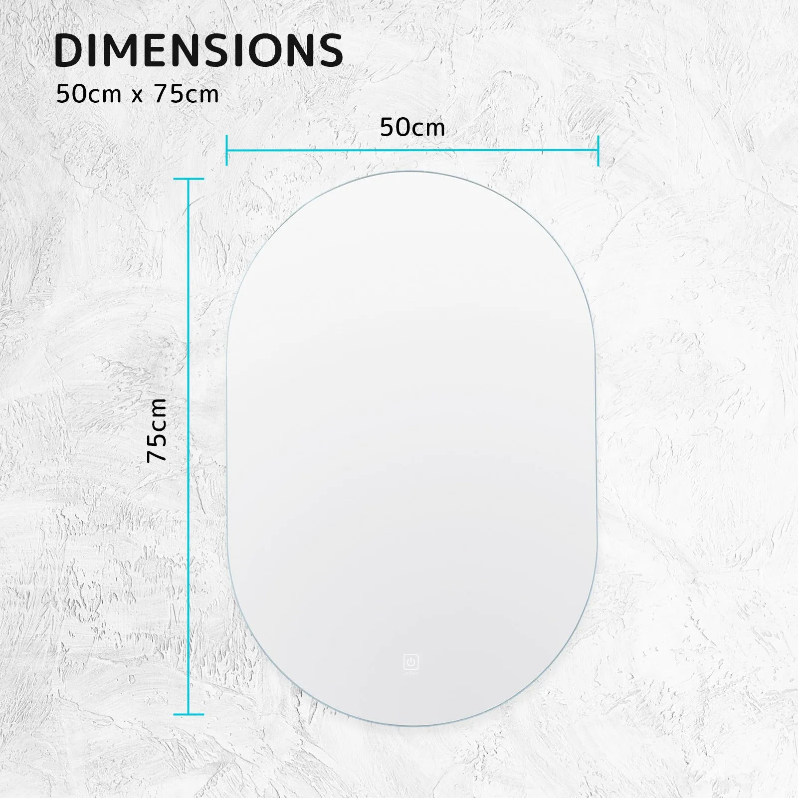 2 Set La Bella LED Wall Mirror Oval Touch Anti-Fog Makeup Decor Bathroom Vanity 50x75cm