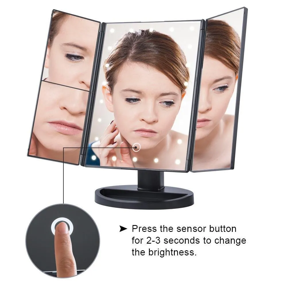 22 LED Lighted Makeup Mirror - Desktop Touch Screen Make Up Mirror