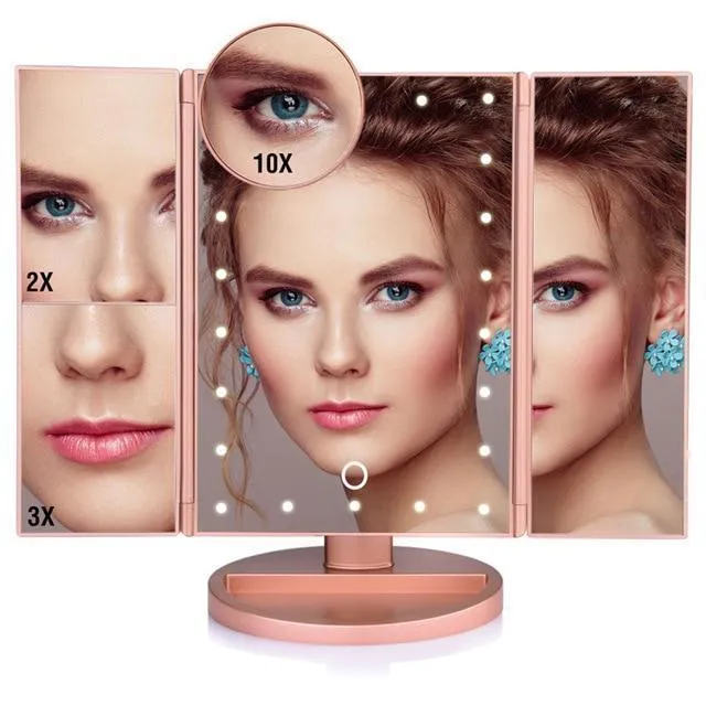 22 LED Lighted Makeup Mirror - Desktop Touch Screen Make Up Mirror