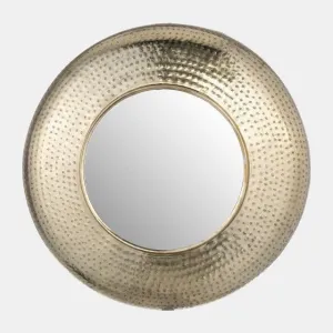 24" Hammered Metal Mirror in Gold