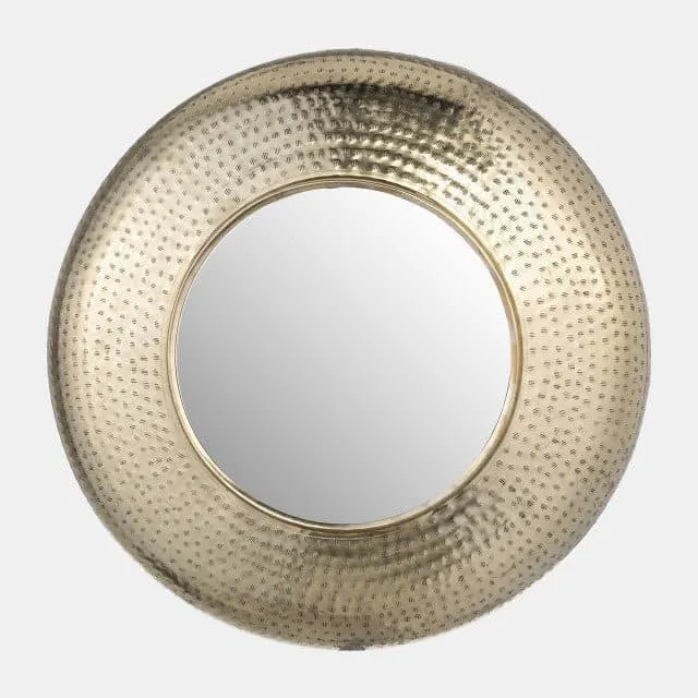 24" Hammered Metal Mirror in Gold