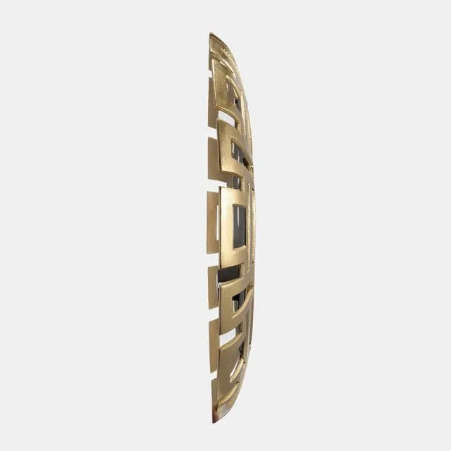 24" Metal Tribal Round Mirror in Gold
