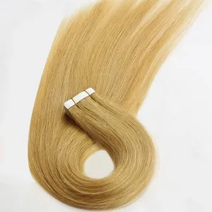 #27 Honey Blonde Silky Straight Human Hair Tape In Hair Extension