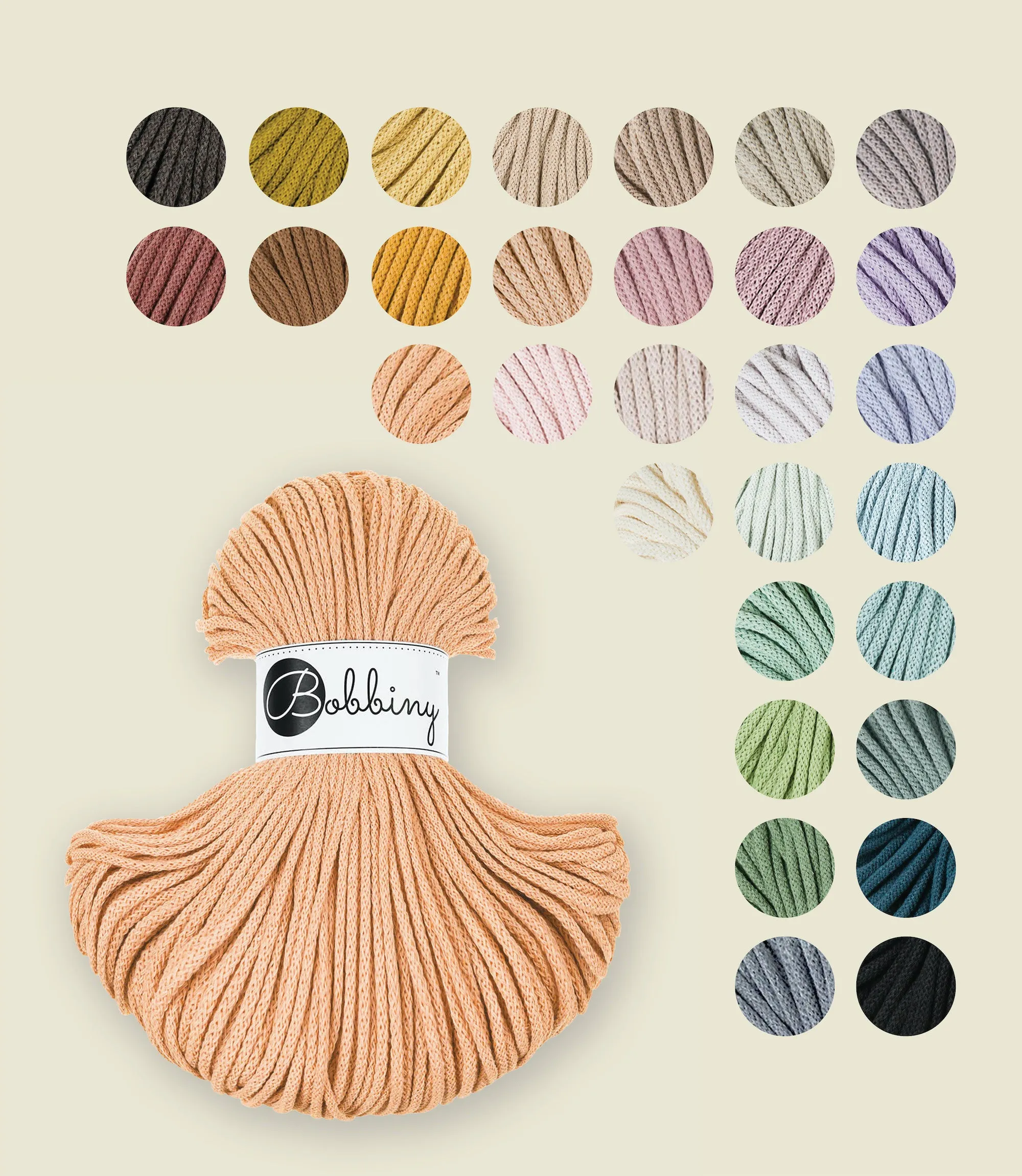 3 mm braided cord, recycled cotton