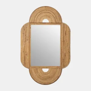 30x47" Rectangular Mirror, Natural Rattan