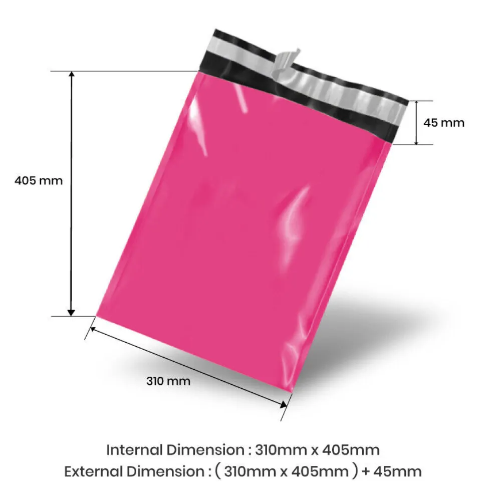 310mm x 405mm   45mm Poly Mailing Courier Satchel Pink