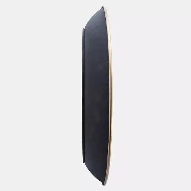 35" Round Metal Mirror W/ Gold Rim in Black