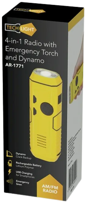 4 in 1 Dynamo Radio (FM/AM) Torch Hand crank Emergency Charger
