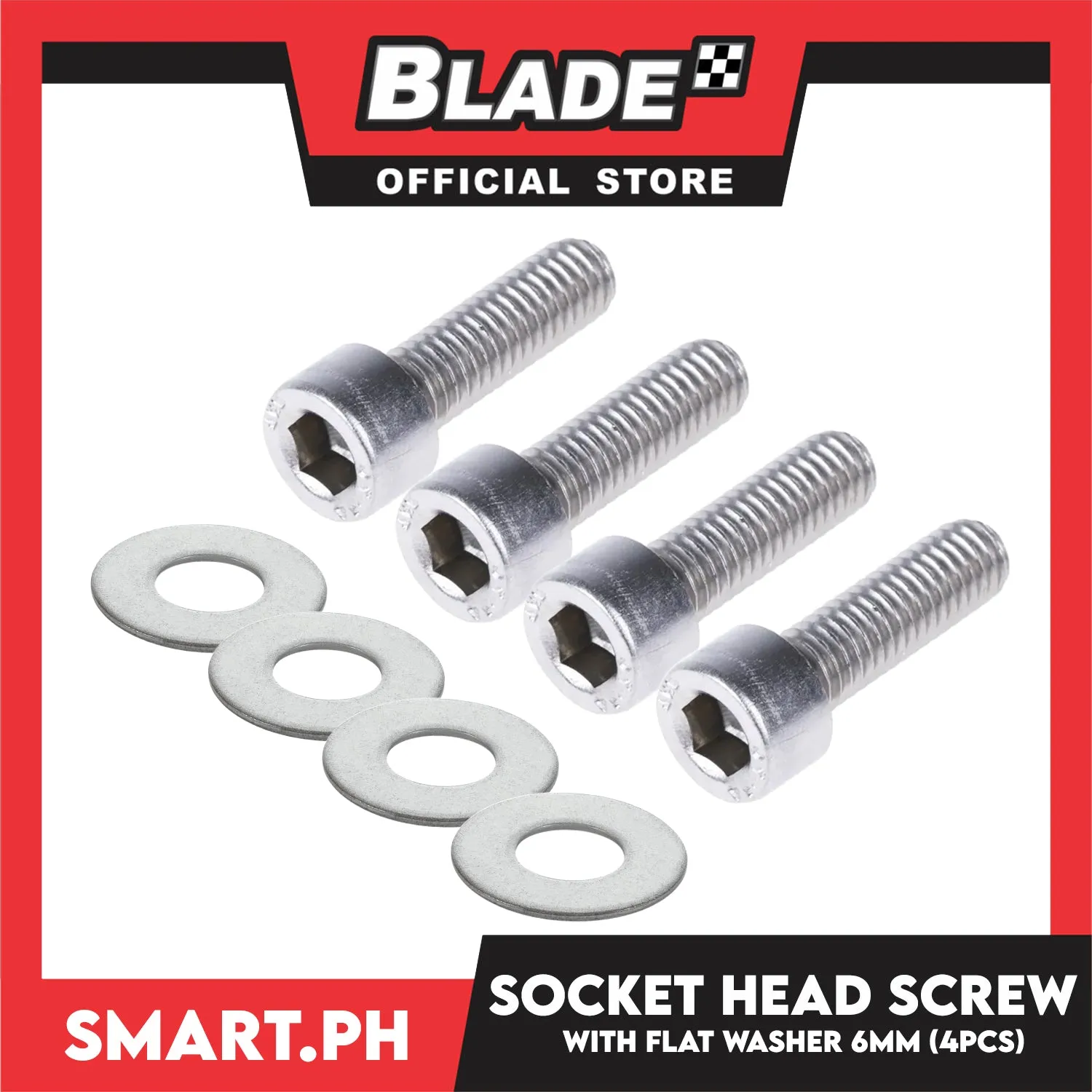 4pcs Socket Head Screw With Flat Washer 6mm Stainless Steel