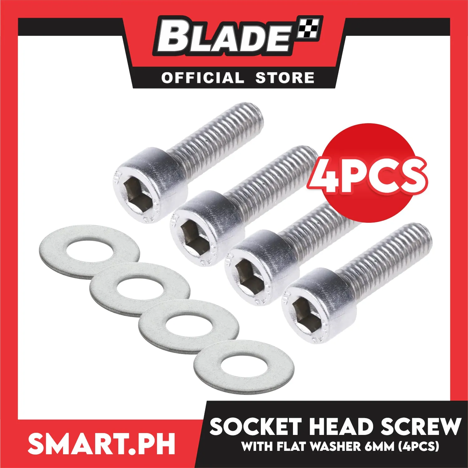 4pcs Socket Head Screw With Flat Washer 6mm Stainless Steel