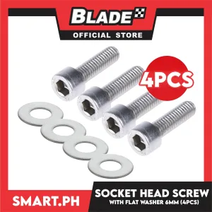 4pcs Socket Head Screw With Flat Washer 6mm Stainless Steel