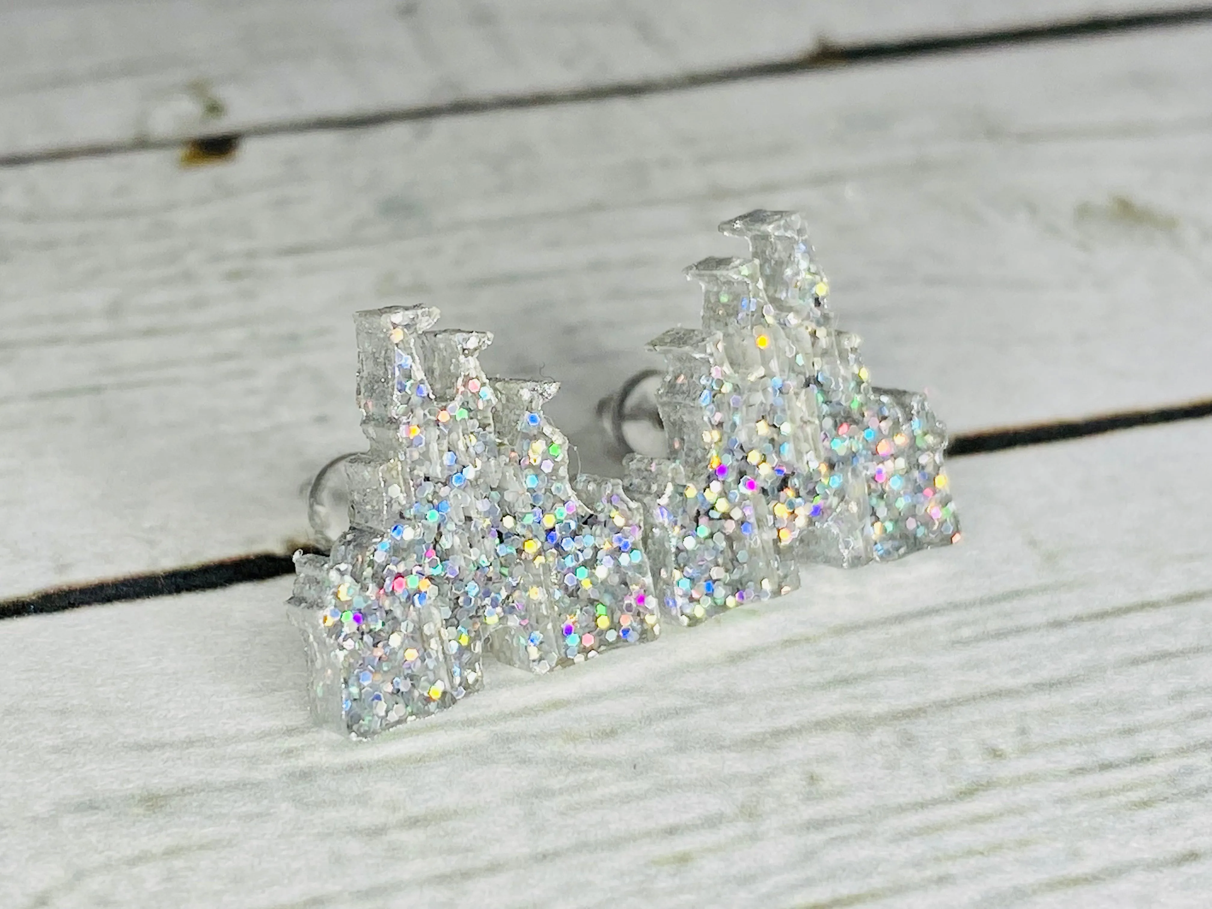 50th Anniversary Castle Earrings - 12mmX14mm