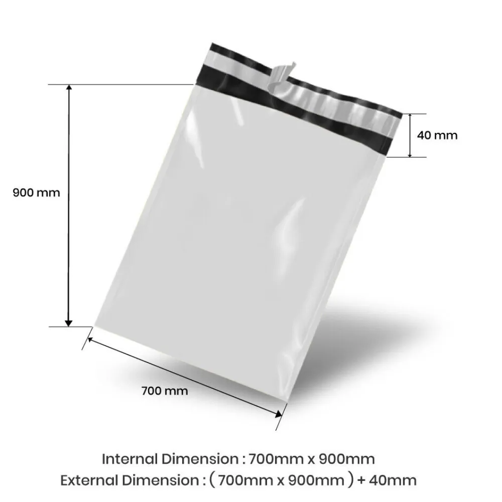 700mm x 900mm   40mm Poly Mailing Courier Satchel White