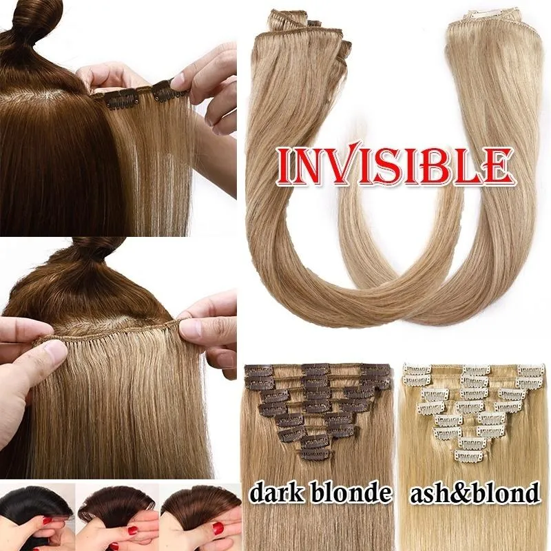 8-20 Short Inch 8 Pcs Clip In Human Hair Extensions Soft & Silky Brazilian Remy Hair New Length New Style New Extensions