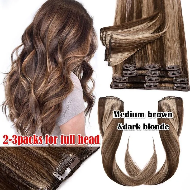 8-20 Short Inch 8 Pcs Clip In Human Hair Extensions Soft & Silky Brazilian Remy Hair New Length New Style New Extensions