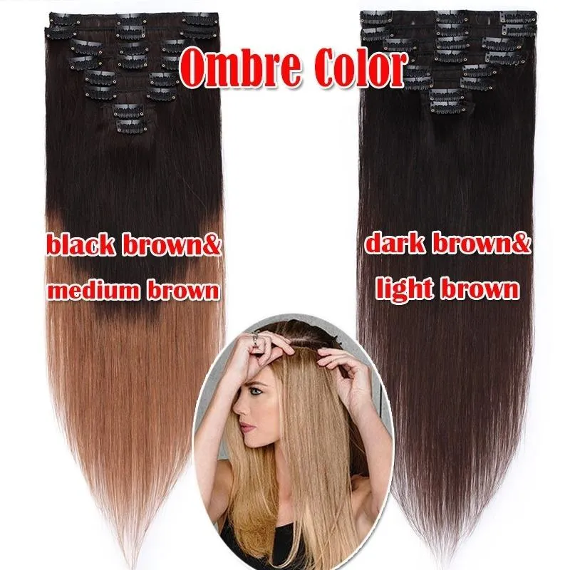 8-20 Short Inch 8 Pcs Clip In Human Hair Extensions Soft & Silky Brazilian Remy Hair New Length New Style New Extensions