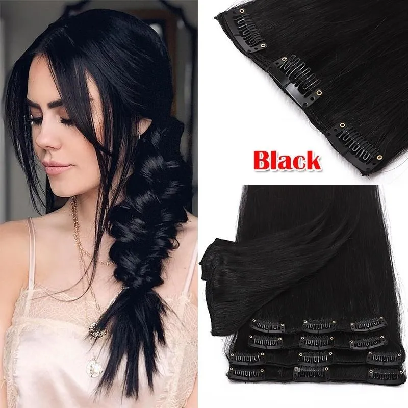 8-20 Short Inch 8 Pcs Clip In Human Hair Extensions Soft & Silky Brazilian Remy Hair New Length New Style New Extensions